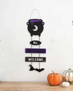 All Witches Welcome Mit Hexenkessel 30cm -HALLOWEEN OBJEKTE ONLINE Verkäufe all witches welcome hexenkessel haengeschild 30cm halloween horror und hexen dekoration witchy halloween decoration 53409 3